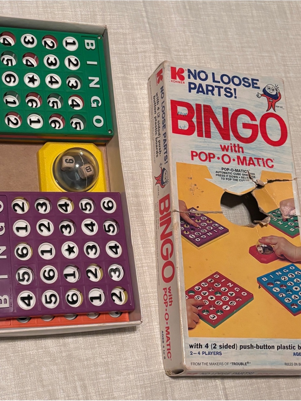 Vintage Kohner Bingo with Pop-O-Matic Complete 4 Board Retro Game